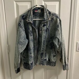 Vintage Nike Challenge Court Jacket Unisex Medium Acid Wash Denim Bomber